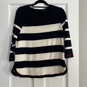 Talbots Navy/White Stripe Pullover with Button Neck - Petite Large NWT